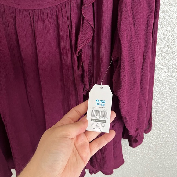 Burgundy Ruffle Blouse - Picture 4 of 6